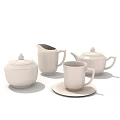 White Ceramic Tableware Set with Teapot Milk Jug Sugar Bowl Cup and Saucer