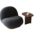 Black Lazy Sofa With Wooden Side Table And Cup Saucer For Cozy Living Room