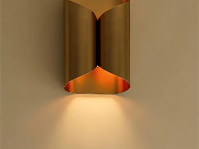 Modern Metallic Wall Lamp With Curved Shape And Warm Light Mounted On Wall 3d model