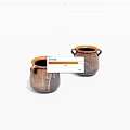 Handcrafted Ceramic Pots With Dual Handles And Textured Brown Black Surface 3d model
