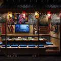 Traditional Chinese Restaurant Interior With Hanging Lanterns Wooden Decor And Dining Tables
