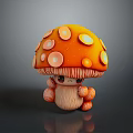 Adorable Cartoon Mushroom with Orange Cap Yellow Spots and Cute Eyes as Whimsical Food Design