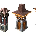 Traditional And Modern Tower Architectural Designs With Pagoda Roofs And Stone Structures