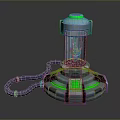 Modern Computer Device With Cylindrical Design Green Light Circular Base And Cable Connection 3d model