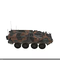 Tactical Armored Military Vehicle With Camouflage Paint Multiple Wheels And Antennas