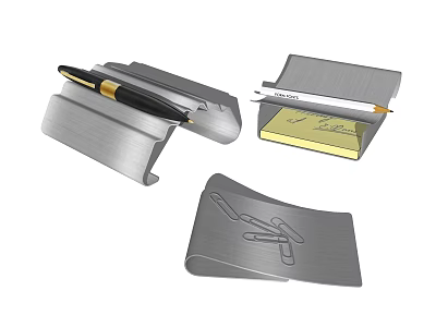 Modern Metal Office Desk Decorative Accessory Set With Pen Holder Notepad Holder And Paperclip Organizer 3d model