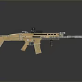 Tactical Assault Rifle with Golden Brown Finish Mounted Scope Metal Components and Detachable Magazine