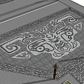 Circular Garden Ornament Featuring Intricate Geometric Patterns And Decorative Pavement Design 3d model