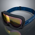Modern Sports Ski Goggles With Blue Strap Reflective Lens And Black Frame