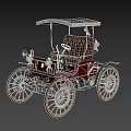 Vintage Open Top Car With Wooden Wheels Brown Leather Seats And Canvas Canopy