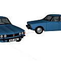 Vintage Blue Car Models With Classic Design Displayed Side By Side 3d model