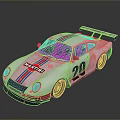 Classic White Racing Car With Martini Logo Number 20 And Rear Spoiler