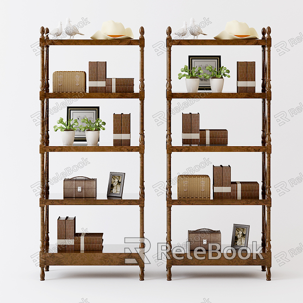 American Storage Rack Classical Storage Rack Shelf Ornaments Decorative Rack model