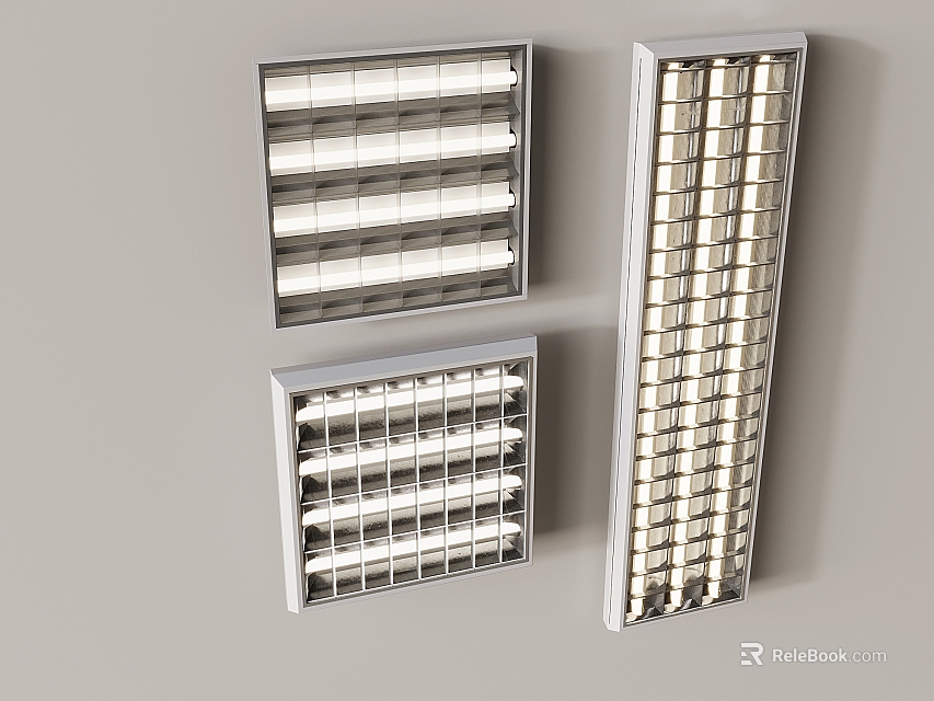 Modern Grille Lights With Metal Frame For Indoor Ceiling And Wall Installation 3d model 