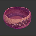 Handwoven Brown Storage Basket With Intricate Dark Geometric Patterns For Home Use