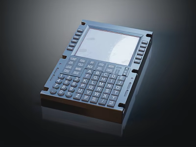 Industrial Computer Terminal With Square Screen Functional Keyboard Multiple Buttons And Gray Casing Design 3d model