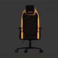 Ergonomic Black And Orange Gaming Chair With Diamond Stitch Pattern And Swivel Wheels