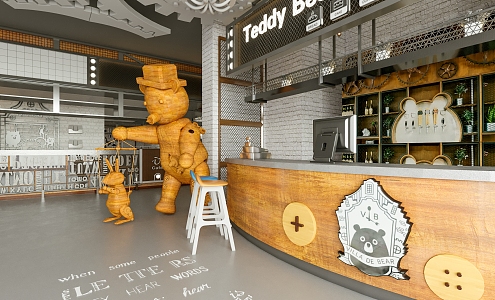 Industrial LOFT Restaurant Teddy Bear Restaurant 3d model