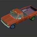 Orange Classic Pickup Truck With Open Bed And Shiny Finish Wheels