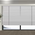 White Venetian Blinds In Modern Interior With Window Sea View And Natural Light