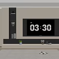 Modern Minimalist TV Cabinet With White Storage Shelves Wooden Base And Decorative Items