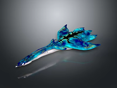 Blue and Black Ray with Streamlined Design and Intricate Patterns on Dark Background 3d model