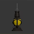 Gray Lantern With Wire Handle And Yellow Crossed Line Shade On Dark Gradient Background