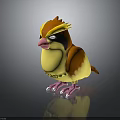 Cute 3D Cartoon Bird Character Design With Orange Crest Yellow Body And Pink Beak Claws