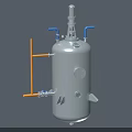 Industrial Equipment Stainless Steel Tank With Blue Orange Pipes And Top Mounted Device