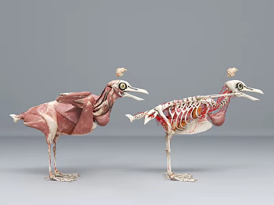 anatomy chicken bird eagle musculoskeletal skeleton visceral heart capillary 3d model