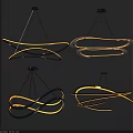 Modern Artistic Curved Illuminated Chandelier With LED Metal Frame Design