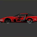 Red Sports Car Convertible With Black Top Shiny Body And Reflection On Ground
