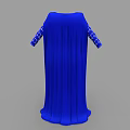 Elegant Blue Long Sleeve Dress With Embroidered Sleeves And Decorative Neckline