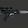 Futuristic Sci Fi Weapon With Green Grip Scope And Silver Barrel 3d model