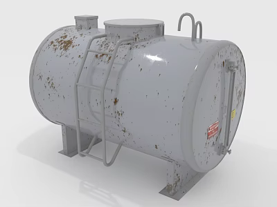 Rustic Metal Storage Tank For Household Use With Ladder And Valves 3d model