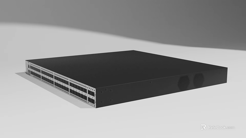 Industrial Equipment Black Server With Multiple Ports And Ventilation Holes 3d model 