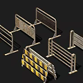 Metal Safety Barriers With Various Designs And Yellow Black Warning Stripes