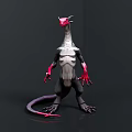 Gray And Black Dragon With Long Neck Red Claws And Red Eyes