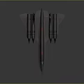 Futuristic Black Military Jet With Twin Engines Red Accents And Sleek Design