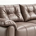 Modern Brown Leather Sofa Set With Tufted Backrest And Plush Armrests