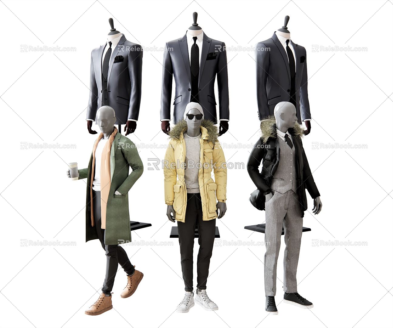 Modern Model Clothing Suit Men Model Women Model Jacket Shirt Boots 3d model