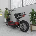 Modern Electric Scooter Placed in Stylish Indoor Setting with Green Plants and Decorative Planters