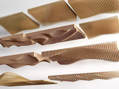 Elegant Modern Ceiling Drapery Design With Layered Wavy Patterns And Textured Details 3d model