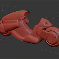 Red Motorcycle With Unique Streamlined Design Transparent Windscreen And Black Wheels 3d model