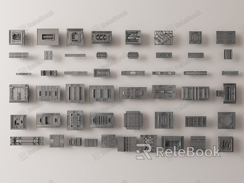 Modern mechanical parts and equipment model