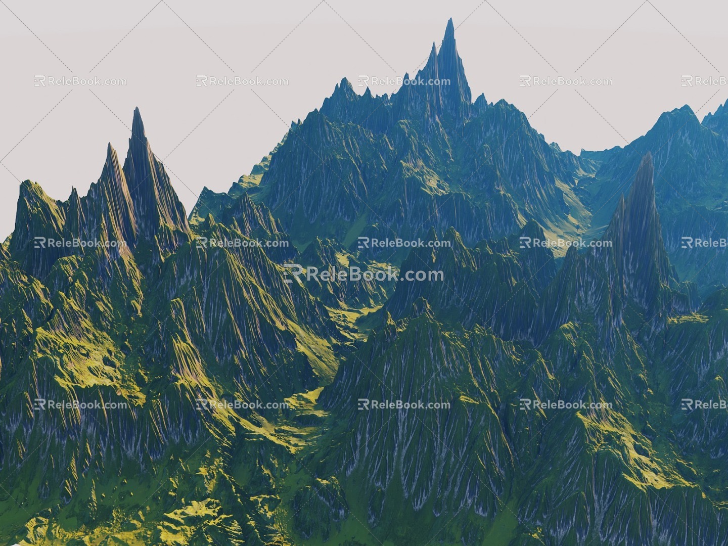 The shape of the mountain is very beautiful. The background of the majestic mountain is a group of mountains. The mountain peak is a mountain ridge. The natural mountain body 3d model