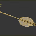 Ornate Golden Accented Weapon With Blue Patterns And Long Handle Design 3d model