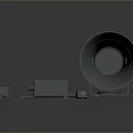 Gray Horn Speaker System With Control Box And Connecting Cable