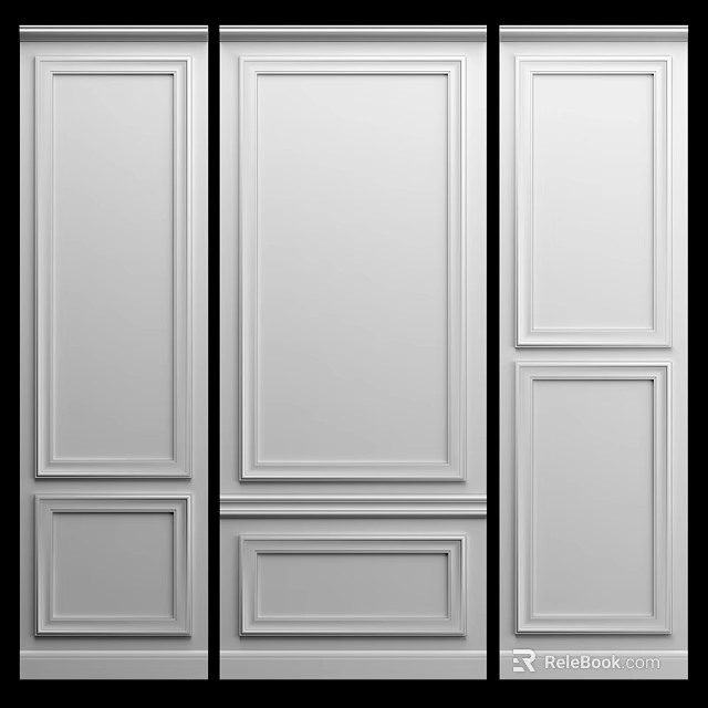 White Decorative Wall Paneling With Different Classic Panel Designs For Home Interior 3d model
