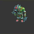 Fantasy Orc Warrior Character With Green Skin Battle Armor Axe And Red Boots